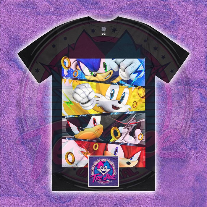 Sonic, Tails, Shadow, and Knuckles  - Cartoon Tee